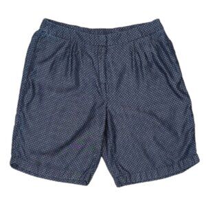 Chicos Polka Dot Lyocell Shorts Navy Lightweight Pleated Elastic Waist Bermuda